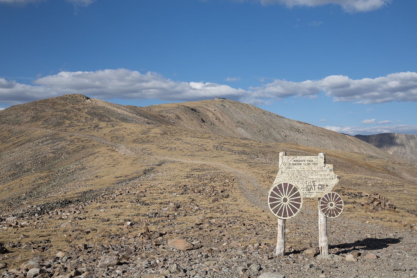 The Mosquito Pass summit marker at 13,185 feet